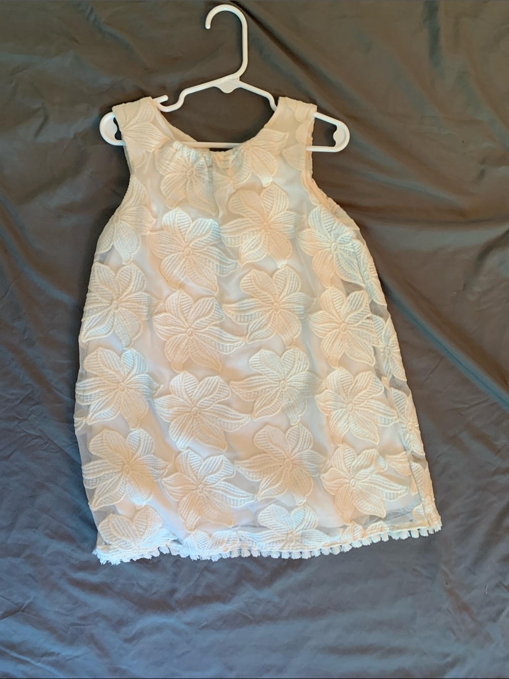 Ivory Floral Appliqué Girls' Sleeveless Party Dress